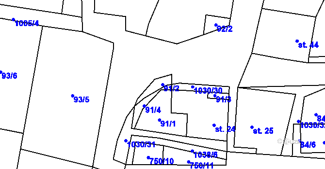 Parcela st. 91/2 v KÚ Polepy, Katastrální mapa