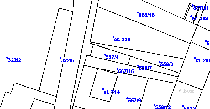 Parcela st. 557/4 v KÚ Polepy, Katastrální mapa