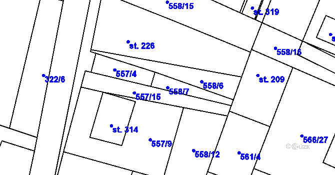 Parcela st. 558/7 v KÚ Polepy, Katastrální mapa