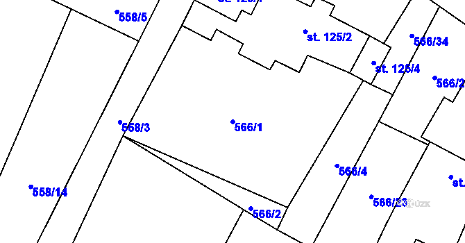 Parcela st. 566/1 v KÚ Polepy, Katastrální mapa