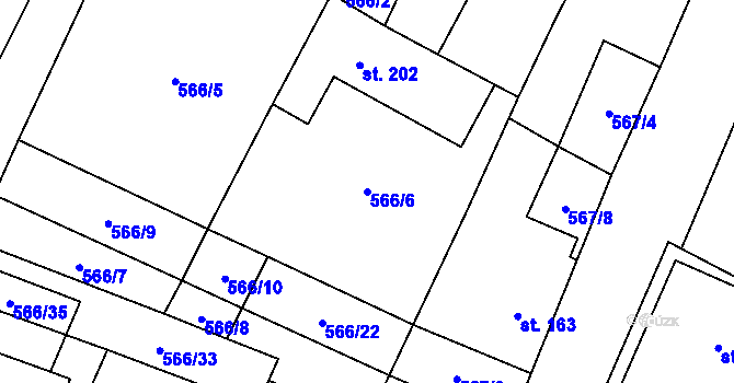 Parcela st. 566/6 v KÚ Polepy, Katastrální mapa