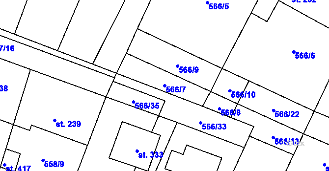 Parcela st. 566/7 v KÚ Polepy, Katastrální mapa