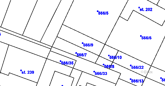Parcela st. 566/9 v KÚ Polepy, Katastrální mapa