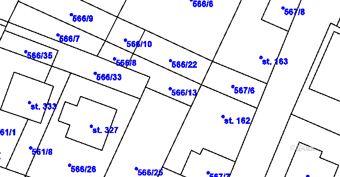 Parcela st. 566/13 v KÚ Polepy, Katastrální mapa