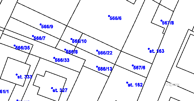 Parcela st. 566/22 v KÚ Polepy, Katastrální mapa