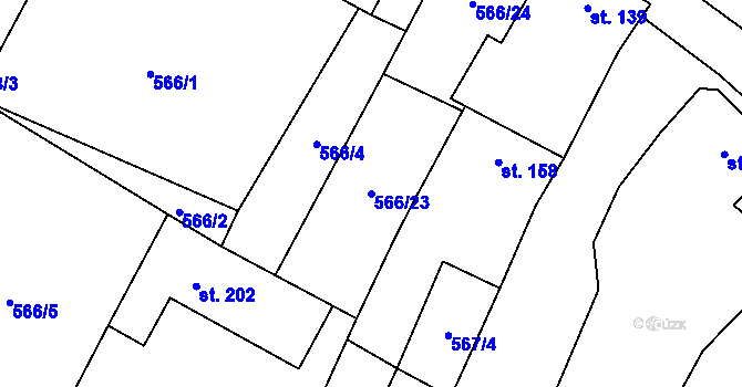 Parcela st. 566/23 v KÚ Polepy, Katastrální mapa