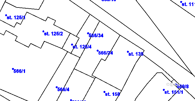 Parcela st. 566/24 v KÚ Polepy, Katastrální mapa