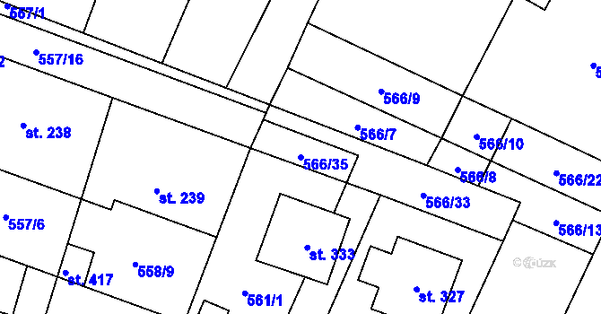 Parcela st. 566/35 v KÚ Polepy, Katastrální mapa