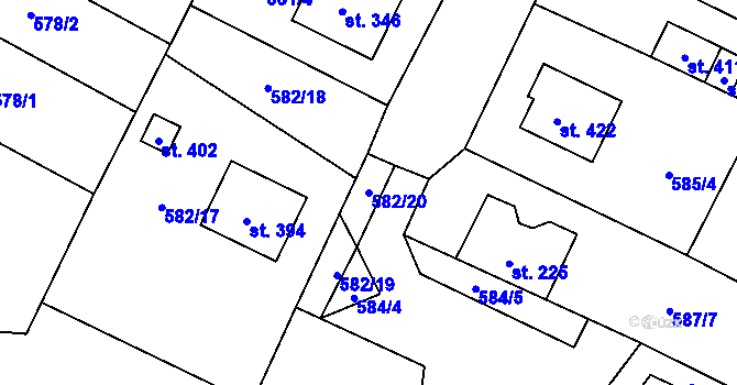 Parcela st. 582/20 v KÚ Polepy, Katastrální mapa