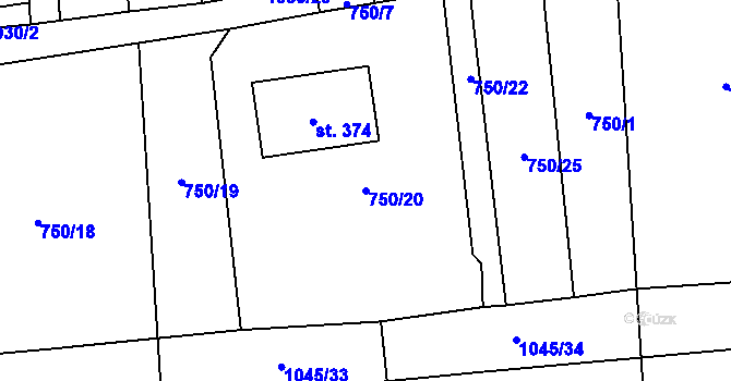 Parcela st. 750/20 v KÚ Polepy, Katastrální mapa