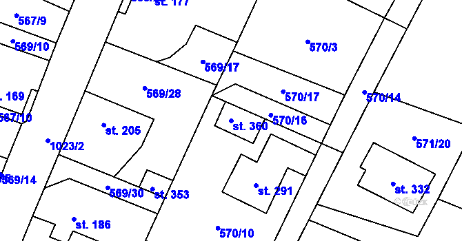 Parcela st. 360 v KÚ Polepy, Katastrální mapa