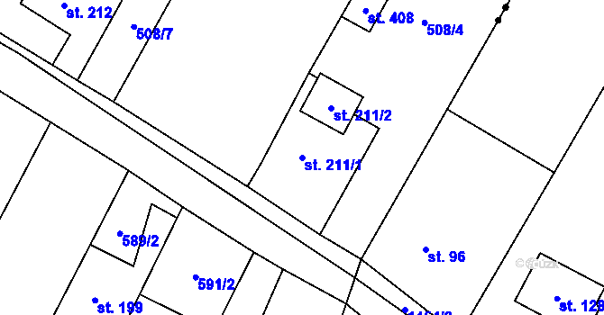 Parcela st. 211/1 v KÚ Polepy, Katastrální mapa