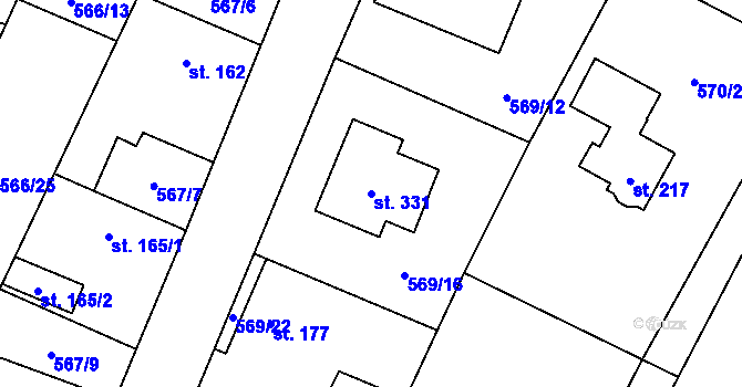 Parcela st. 331 v KÚ Polepy, Katastrální mapa
