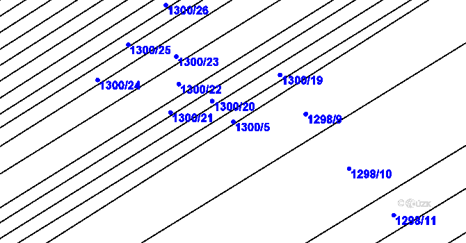 Parcela st. 1300/5 v KÚ Polepy, Katastrální mapa