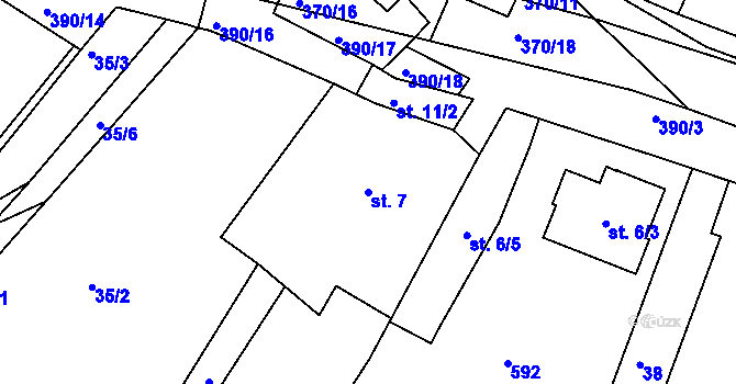 Parcela st. 7 v KÚ Polerady u Prahy, Katastrální mapa