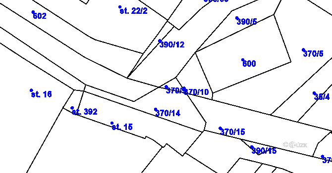 Parcela st. 370/9 v KÚ Polerady u Prahy, Katastrální mapa