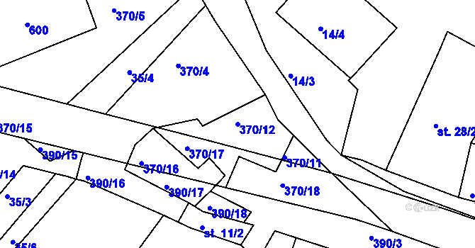 Parcela st. 370/12 v KÚ Polerady u Prahy, Katastrální mapa