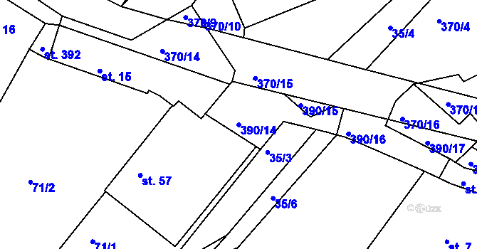 Parcela st. 390/14 v KÚ Polerady u Prahy, Katastrální mapa