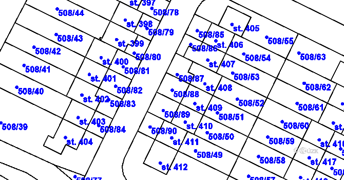 Parcela st. 508/88 v KÚ Polerady u Prahy, Katastrální mapa