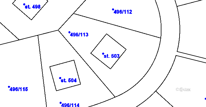 Parcela st. 503 v KÚ Polerady u Prahy, Katastrální mapa