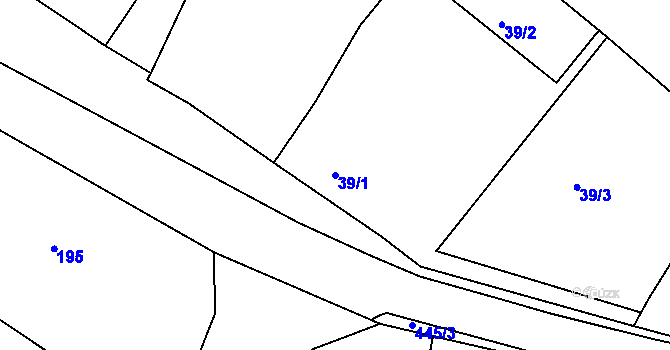 Parcela st. 39/1 v KÚ Polerady, Katastrální mapa