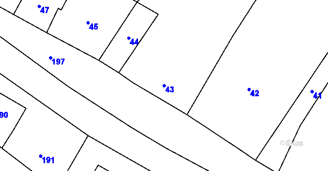 Parcela st. 43 v KÚ Polerady, Katastrální mapa