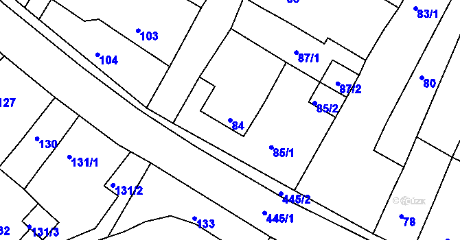 Parcela st. 84 v KÚ Polerady, Katastrální mapa