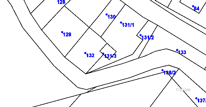 Parcela st. 131/3 v KÚ Polerady, Katastrální mapa
