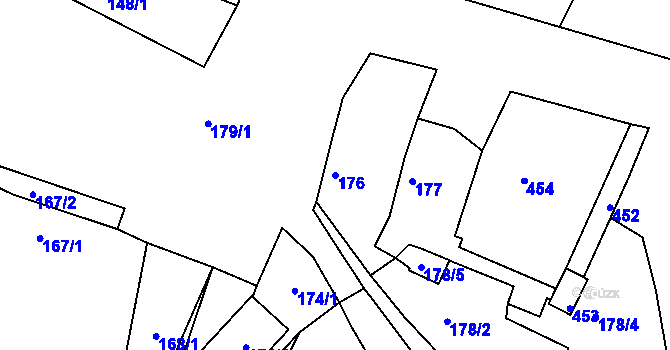 Parcela st. 176 v KÚ Polerady, Katastrální mapa