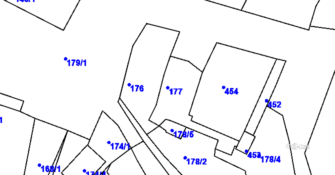 Parcela st. 177 v KÚ Polerady, Katastrální mapa