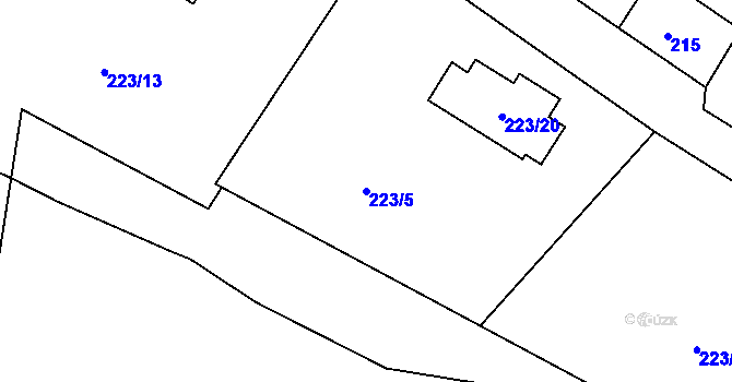 Parcela st. 223/5 v KÚ Polerady, Katastrální mapa