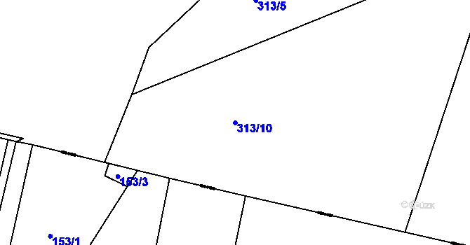Parcela st. 313/10 v KÚ Polerady, Katastrální mapa
