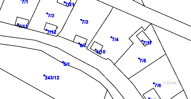 Parcela st. 6/10 v KÚ Polerady, Katastrální mapa