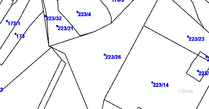 Parcela st. 223/26 v KÚ Polerady, Katastrální mapa