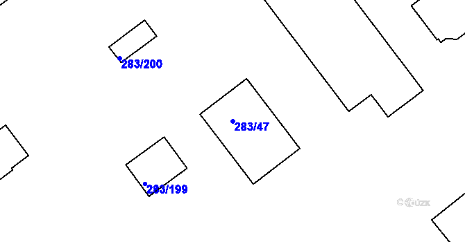 Parcela st. 283/47 v KÚ Volevčice, Katastrální mapa