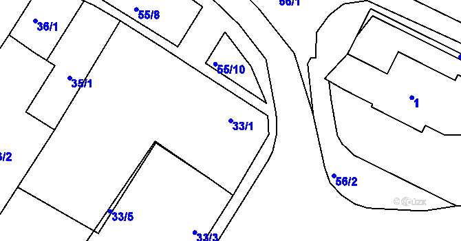 Parcela st. 33/1 v KÚ Volevčice, Katastrální mapa