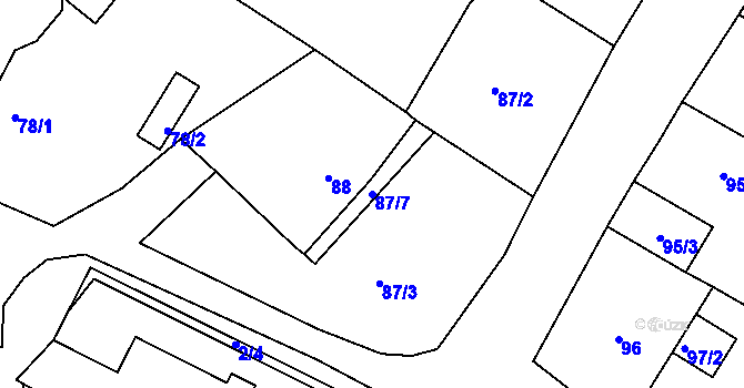 Parcela st. 87/7 v KÚ Volevčice, Katastrální mapa