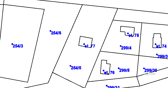 Parcela st. 77 v KÚ Polesí u Počátek, Katastrální mapa