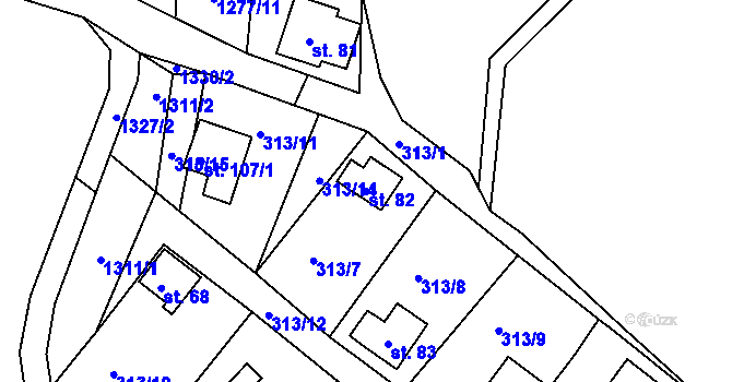 Parcela st. 82 v KÚ Polesí u Počátek, Katastrální mapa