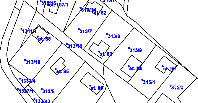 Parcela st. 83 v KÚ Polesí u Počátek, Katastrální mapa