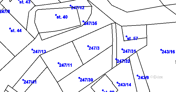 Parcela st. 247/3 v KÚ Polesí u Počátek, Katastrální mapa