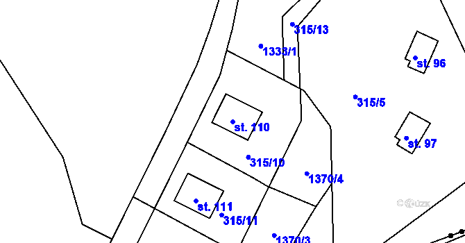 Parcela st. 110 v KÚ Polesí u Počátek, Katastrální mapa