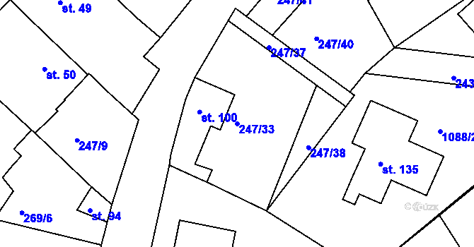 Parcela st. 247/33 v KÚ Polesí u Počátek, Katastrální mapa