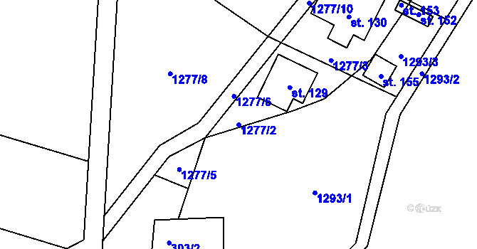 Parcela st. 1277/2 v KÚ Polesí u Počátek, Katastrální mapa
