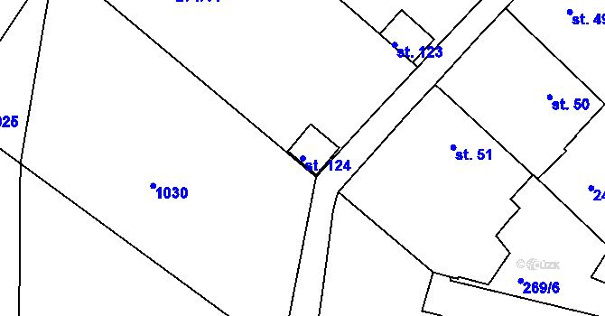 Parcela st. 124 v KÚ Polesí u Počátek, Katastrální mapa
