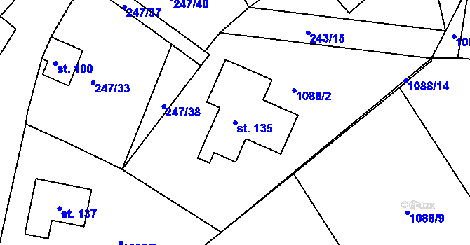 Parcela st. 135 v KÚ Polesí u Počátek, Katastrální mapa