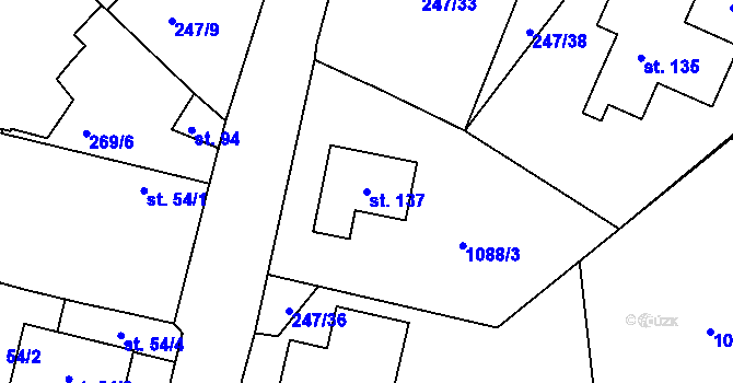 Parcela st. 137 v KÚ Polesí u Počátek, Katastrální mapa