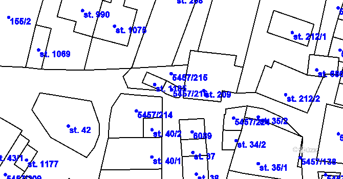 Parcela st. 5457/216 v KÚ Polešovice, Katastrální mapa