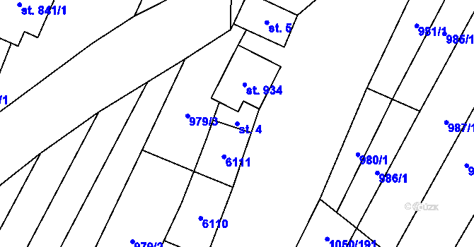 Parcela st. 4 v KÚ Polešovice, Katastrální mapa