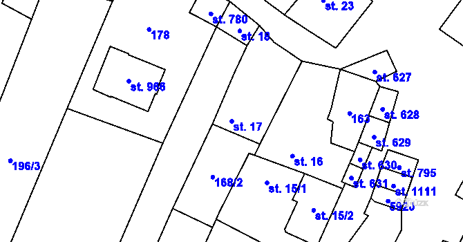 Parcela st. 17 v KÚ Polešovice, Katastrální mapa